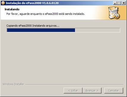 terceira tela da instala��o do token ePass