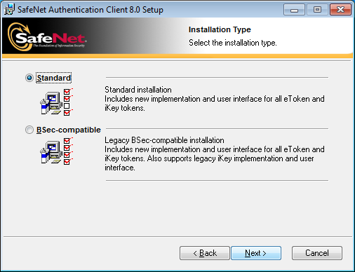setima tela da instala��o do token Safenet