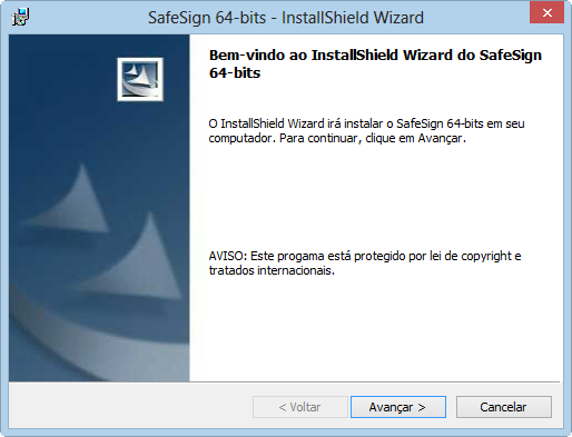 terceira tela da instala��o do token SafeSign