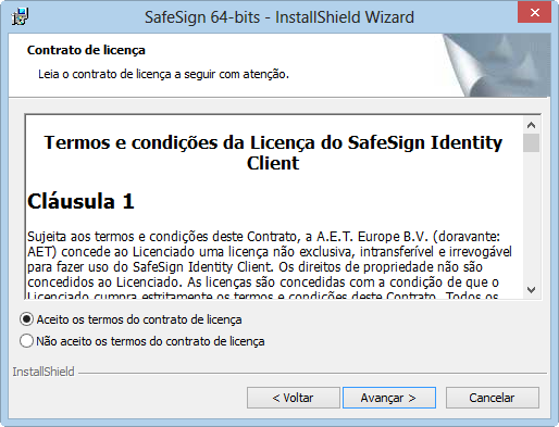 quarta tela da instala��o do token SafeSign